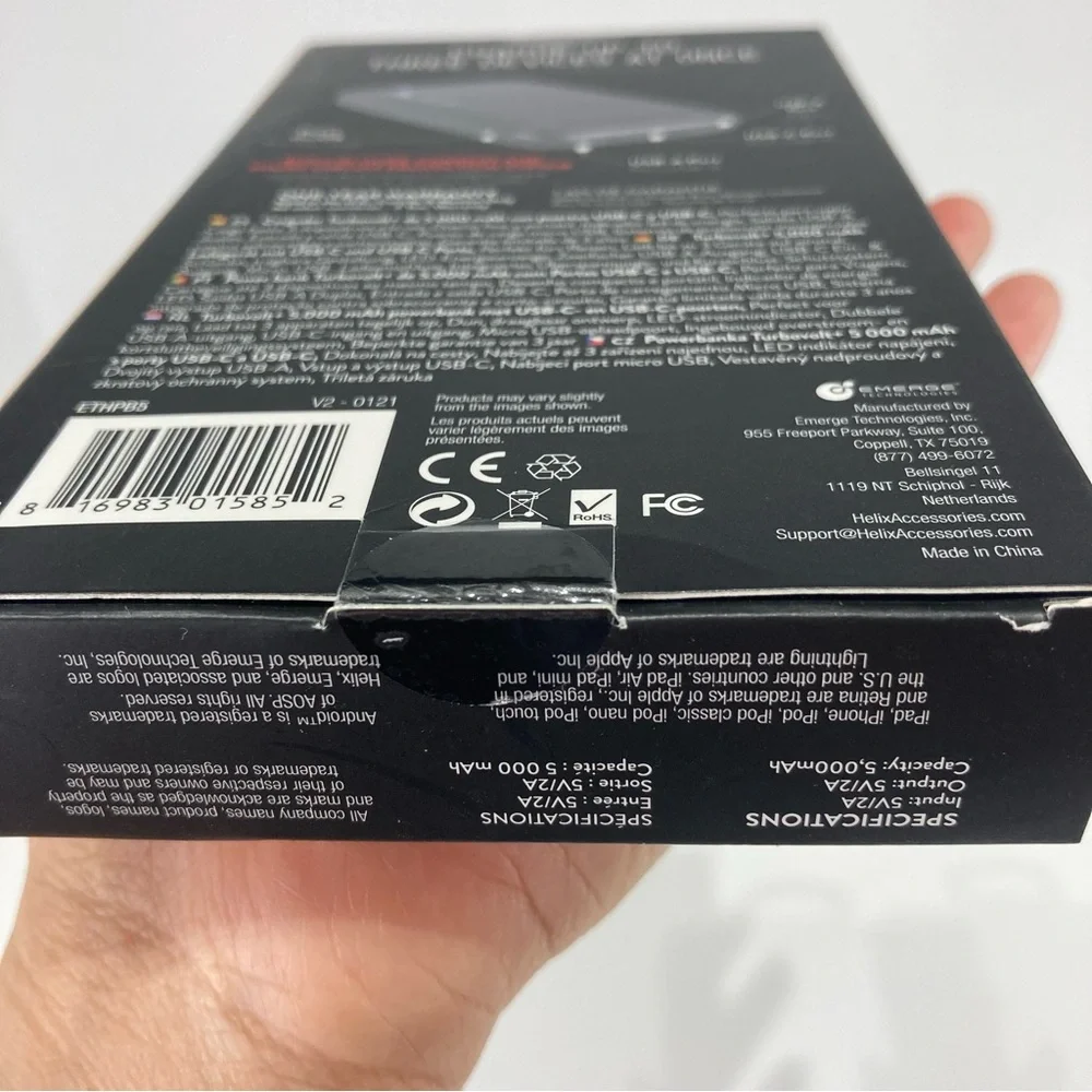 NWT Helix Power Bank 5,000 mAh with Dual USB-A Ports Black
